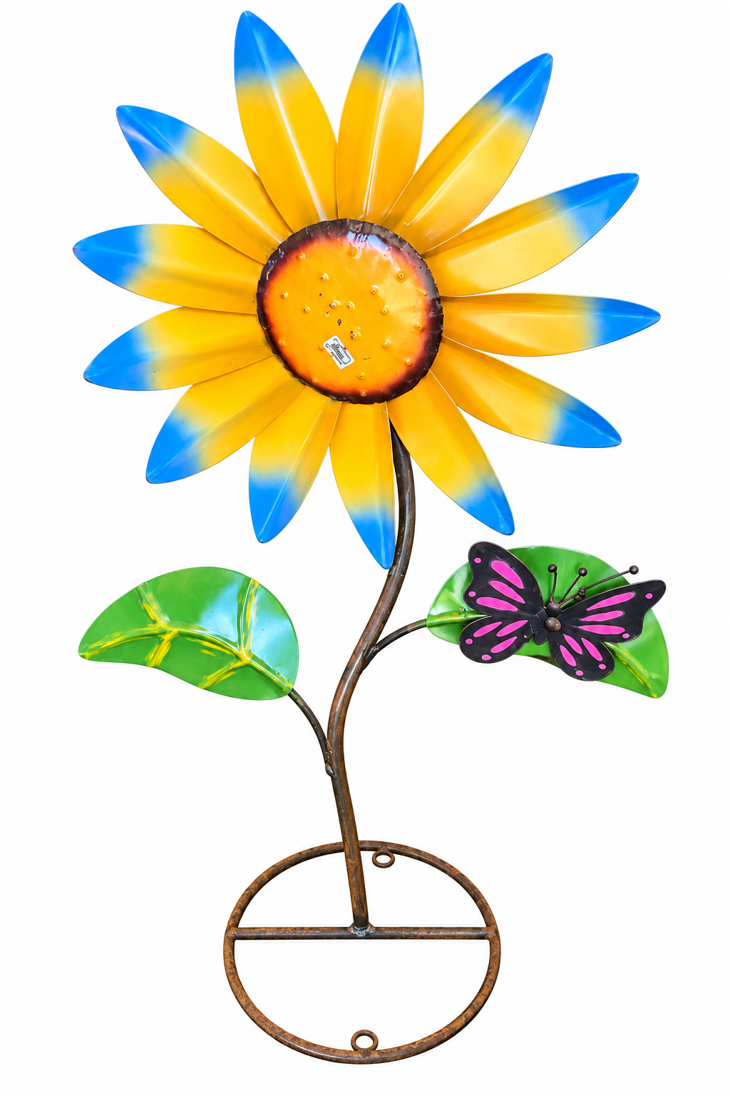 Flor de Metal Azul con Mariposa, vista del producto